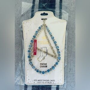 Blue Crystal Beaded Phone Charm
